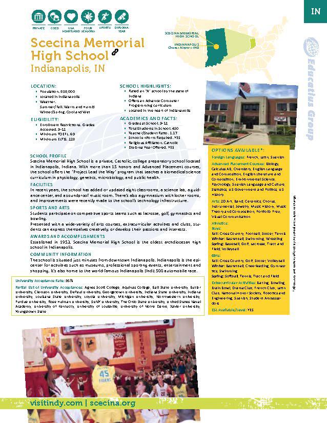 Scecina Memorial High School Indianapolis  Indiana