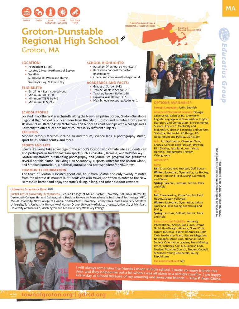 Groton-Dunstable Regional High School Massachusetts