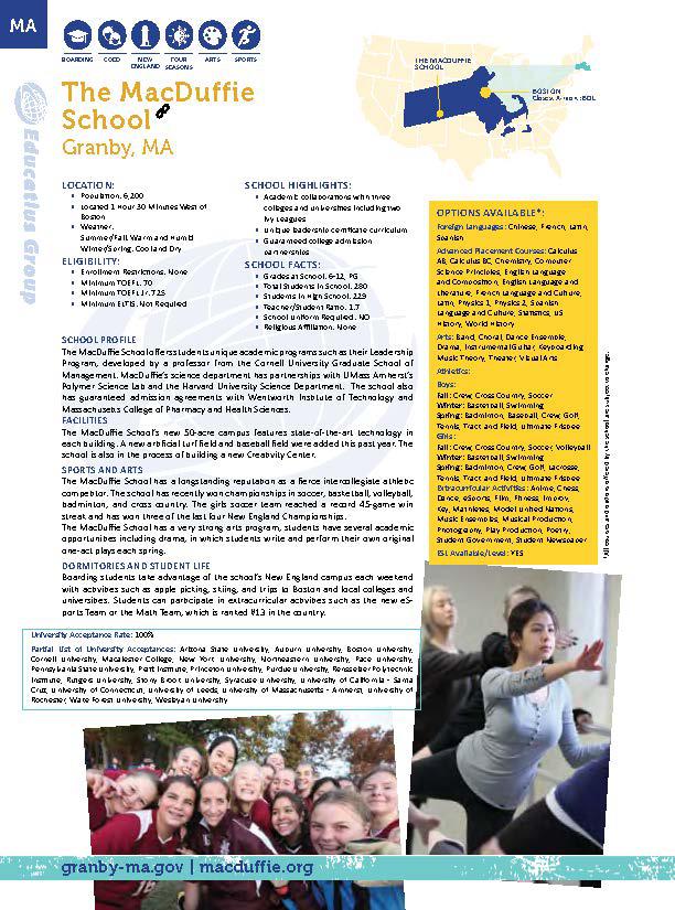 The MacDuffie School Granby Massachusetts